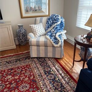 Chunky blue and white blanket hand made